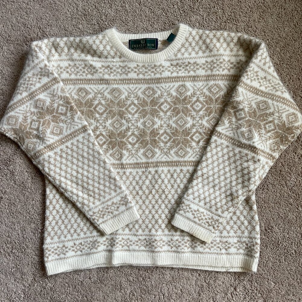 Cream & Tan Fair Isle Knit Sweater